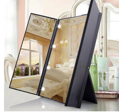 LED Folding Three-Sided Makeup Mirror