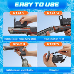 Electric Water Blaster with LED Lights, Water Shooter Powerful Squirt Water Pistol for Kids/Aldults, Long Range Shoot Reach 26-35Ft, High Powered IP67 Waterproof for Summer, Outdoor,Party,Birthday Gift， Swimming Pools