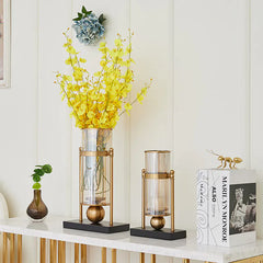 Metallic Floral Vase for Home Decor and Table Centerpiece