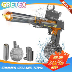 Electric Water Blaster with LED Lights, Water Shooter Powerful Squirt Water Pistol for Kids/Aldults, Long Range Shoot Reach 26-35Ft, High Powered IP67 Waterproof for Summer, Outdoor,Party,Birthday Gift， Swimming Pools