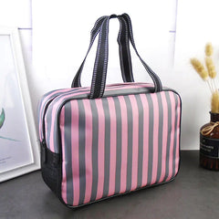 Striped Large Capacity Toiletry Bag and Bath Basket