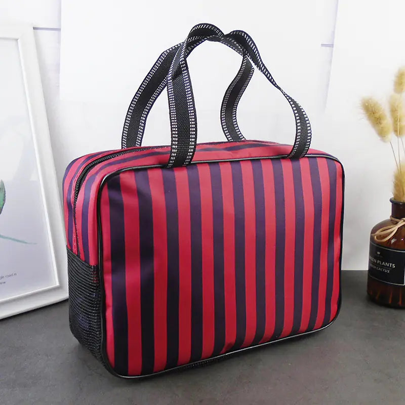 Striped Large Capacity Toiletry Bag and Bath Basket